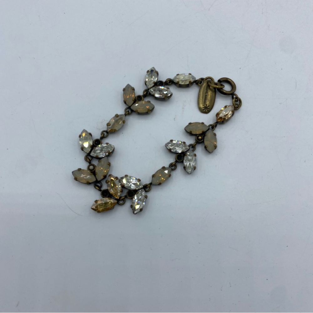 Isabel Marant Elegant Gold and Silver Crystal Bracelet‎ Leaf